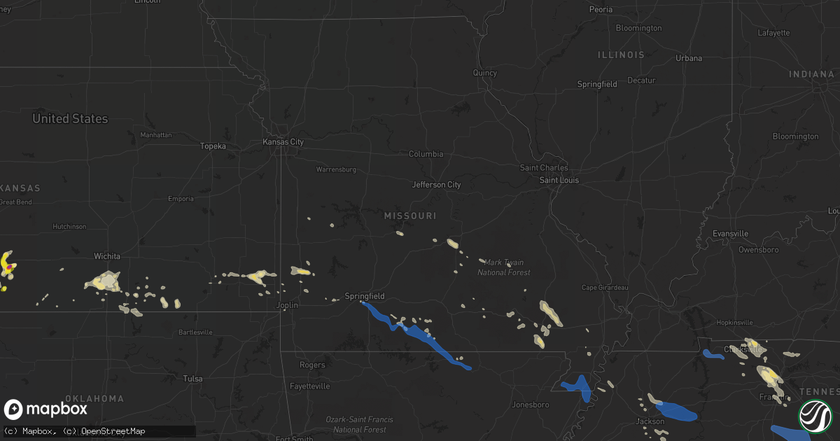 Hail map in Missouri on July 31, 2021