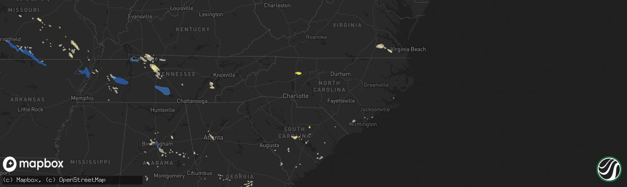 Hail map in North Carolina on July 31, 2021