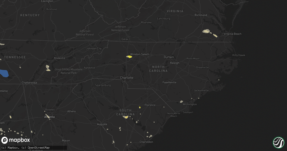 Hail map in North Carolina on July 31, 2021