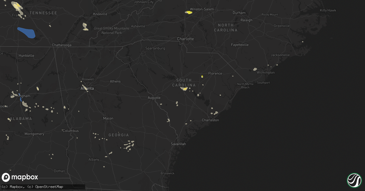 Hail map in South Carolina on July 31, 2021