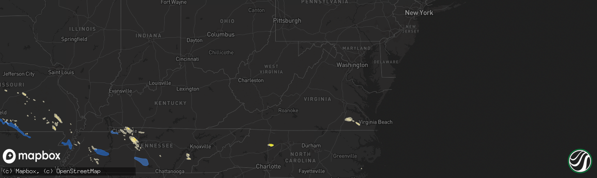 Hail map in Virginia on July 31, 2021