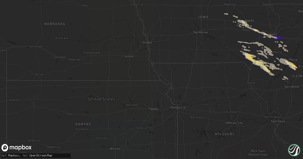 Hail map in Iowa on July 31, 2022