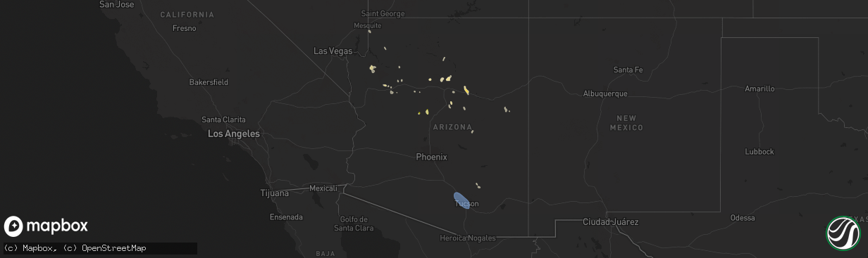 Hail map in Arizona on July 31, 2023