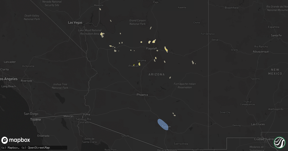 Hail map in Arizona on July 31, 2023