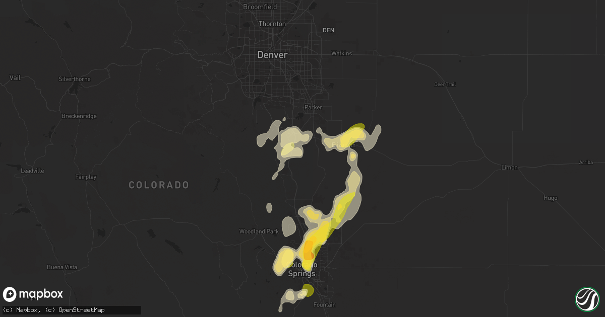 Hail map in Castle Rock, CO on July 31, 2023