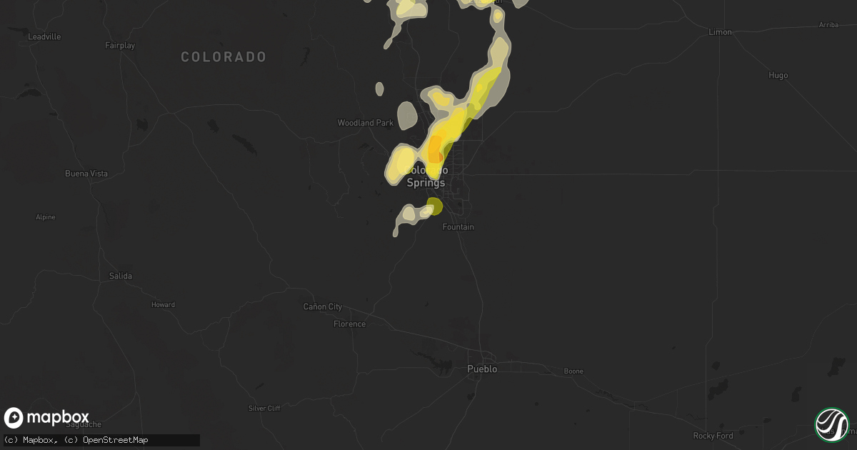 Hail map in Colorado Springs, CO on July 31, 2023