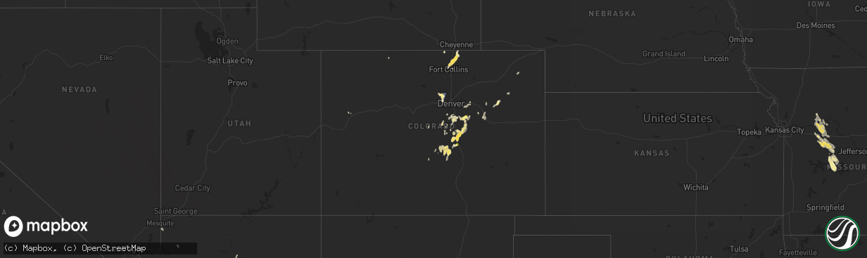 Hail map in Colorado on July 31, 2023