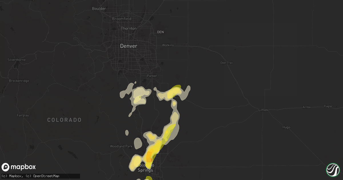 Hail map in Elizabeth, CO on July 31, 2023