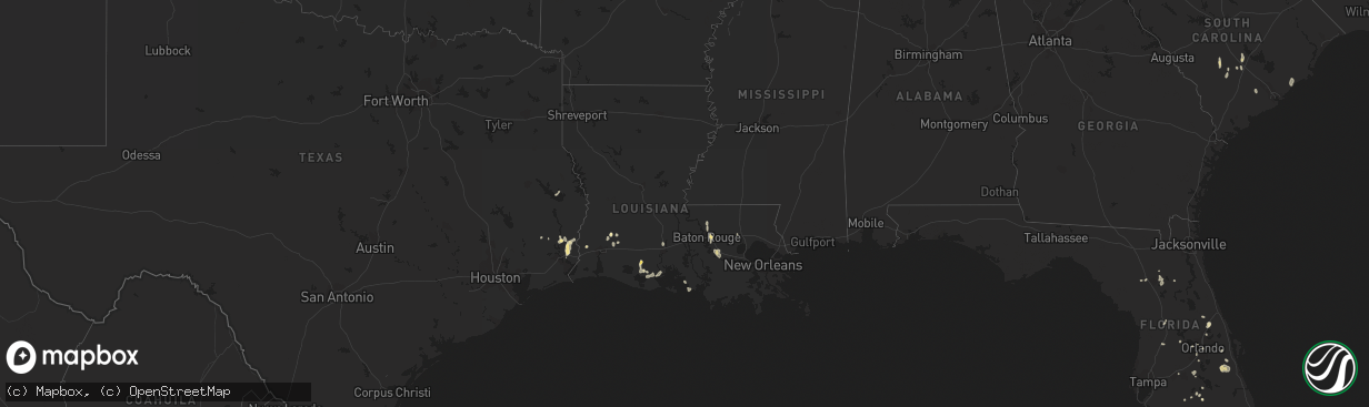 Hail map in Louisiana on July 31, 2023