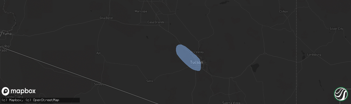 Hail map in Marana, AZ on July 31, 2023