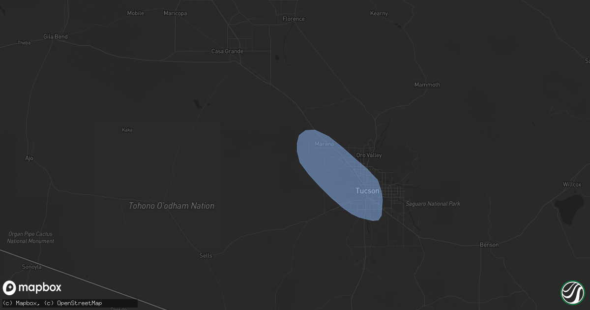 Hail map in Marana, AZ on July 31, 2023