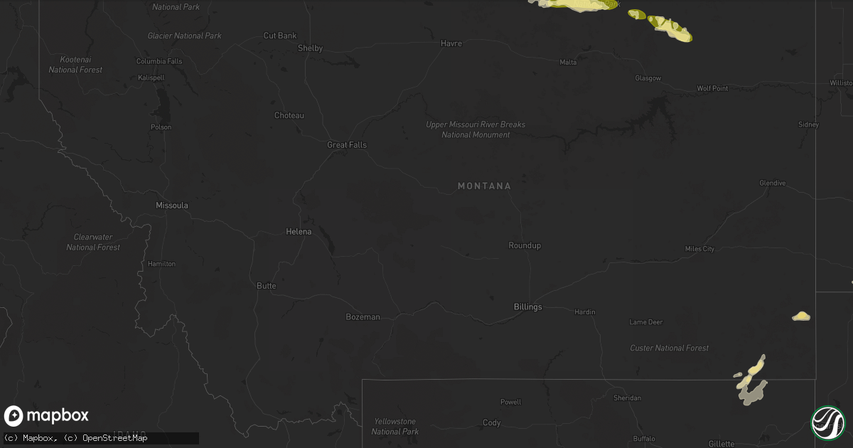 Hail map in Montana on July 31, 2023