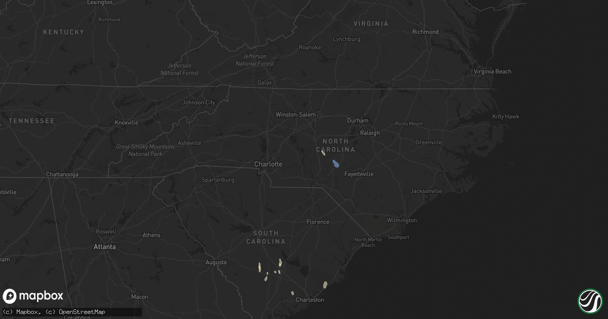 Hail map in North Carolina on July 31, 2023