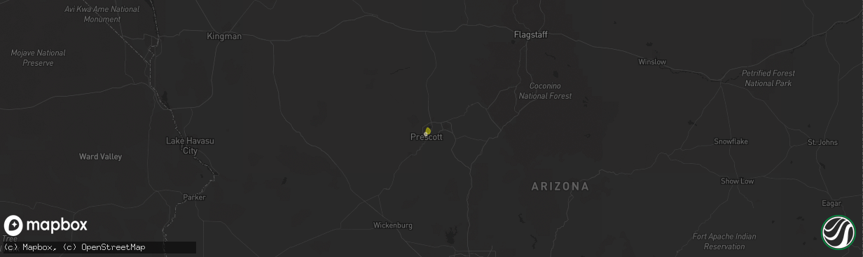 Hail map in Prescott, AZ on July 31, 2023