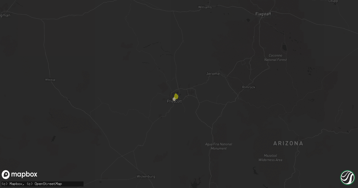 Hail map in Prescott, AZ on July 31, 2023