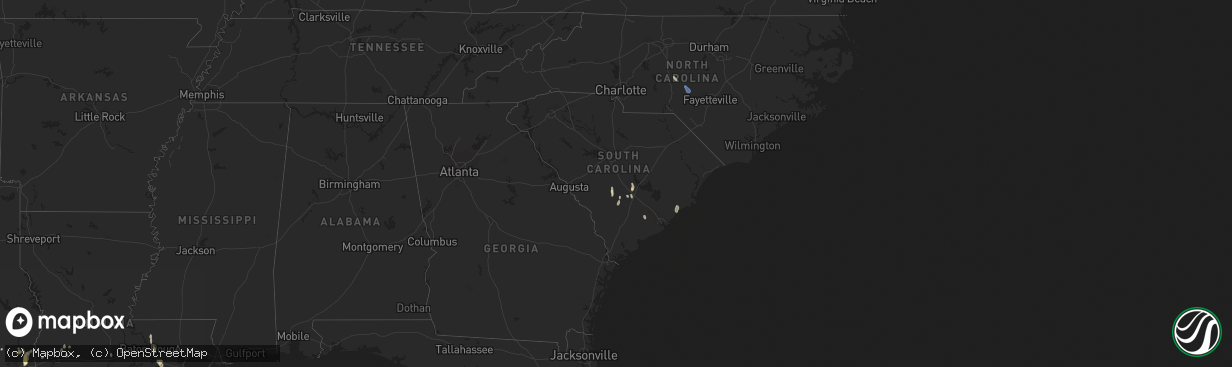 Hail map in South Carolina on July 31, 2023