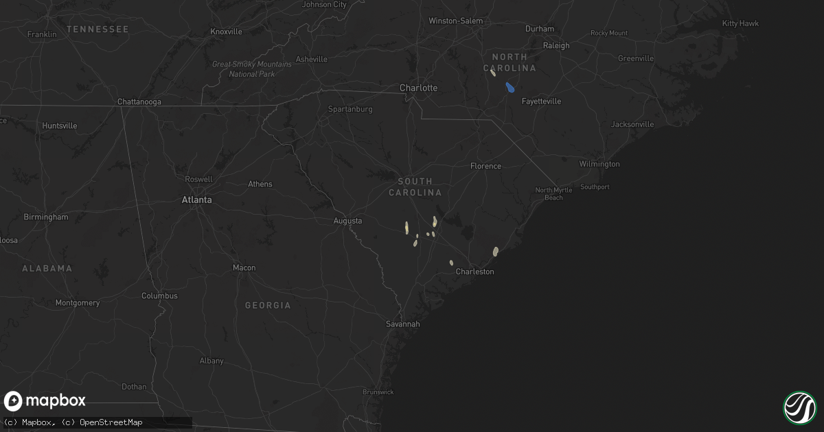 Hail map in South Carolina on July 31, 2023