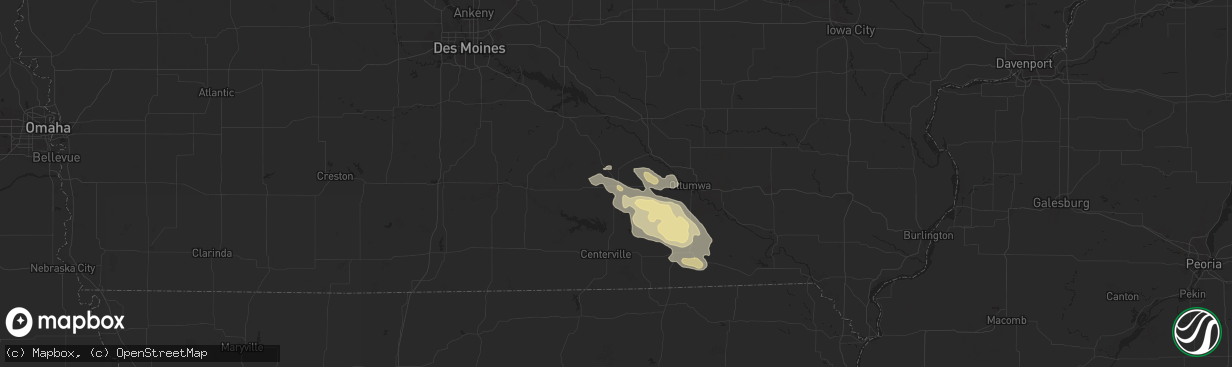 Hail map in Albia, IA on July 31, 2024