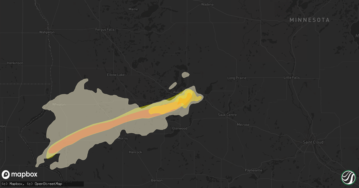 Hail map in Alexandria, MN on July 31, 2024