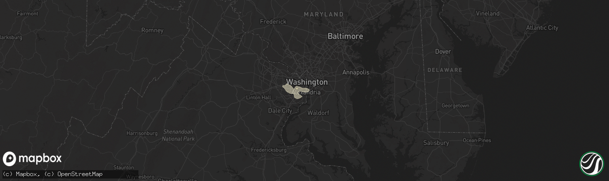 Hail map in Alexandria, VA on July 31, 2024