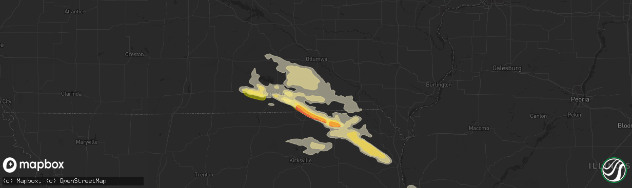 Hail map in Bloomfield, IA on July 31, 2024