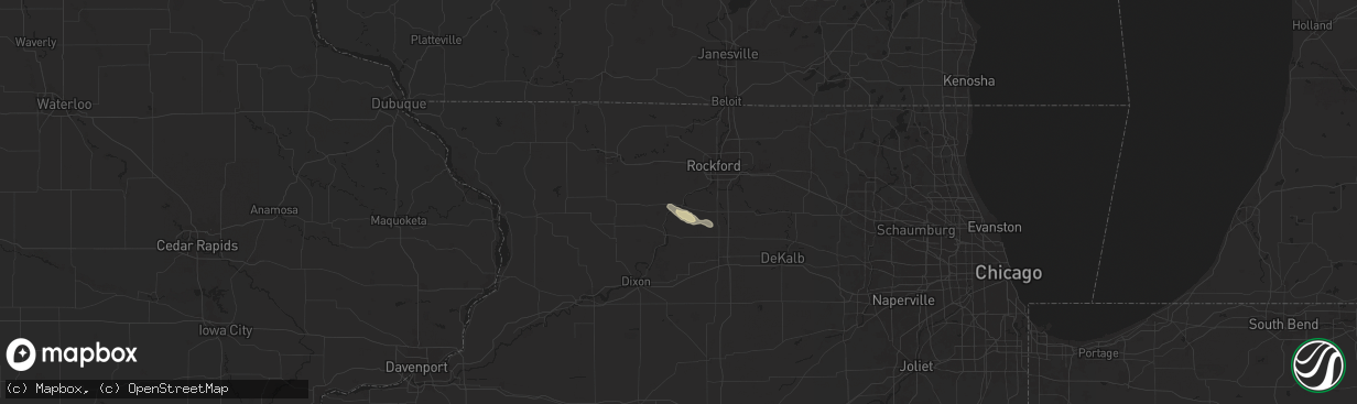 Hail map in Byron, IL on July 31, 2024