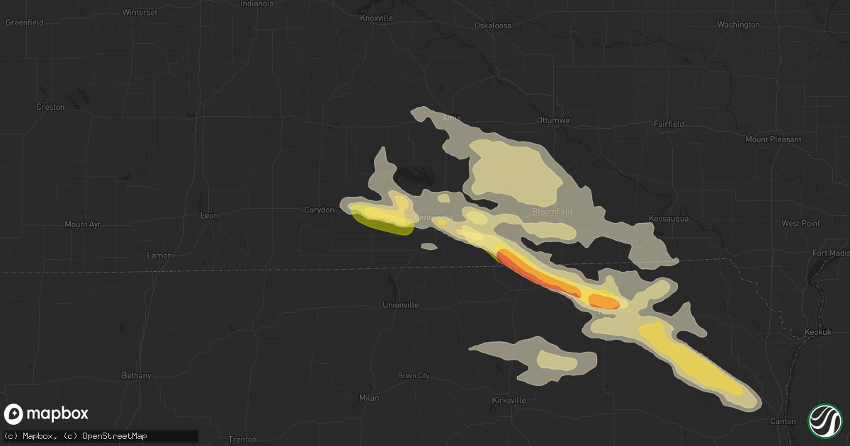 Hail map in Centerville, IA on July 31, 2024