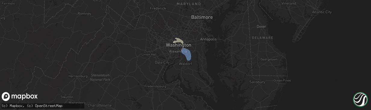 Hail map in Clinton, MD on July 31, 2024