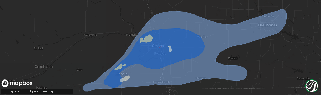 Hail map in Council Bluffs, IA on July 31, 2024