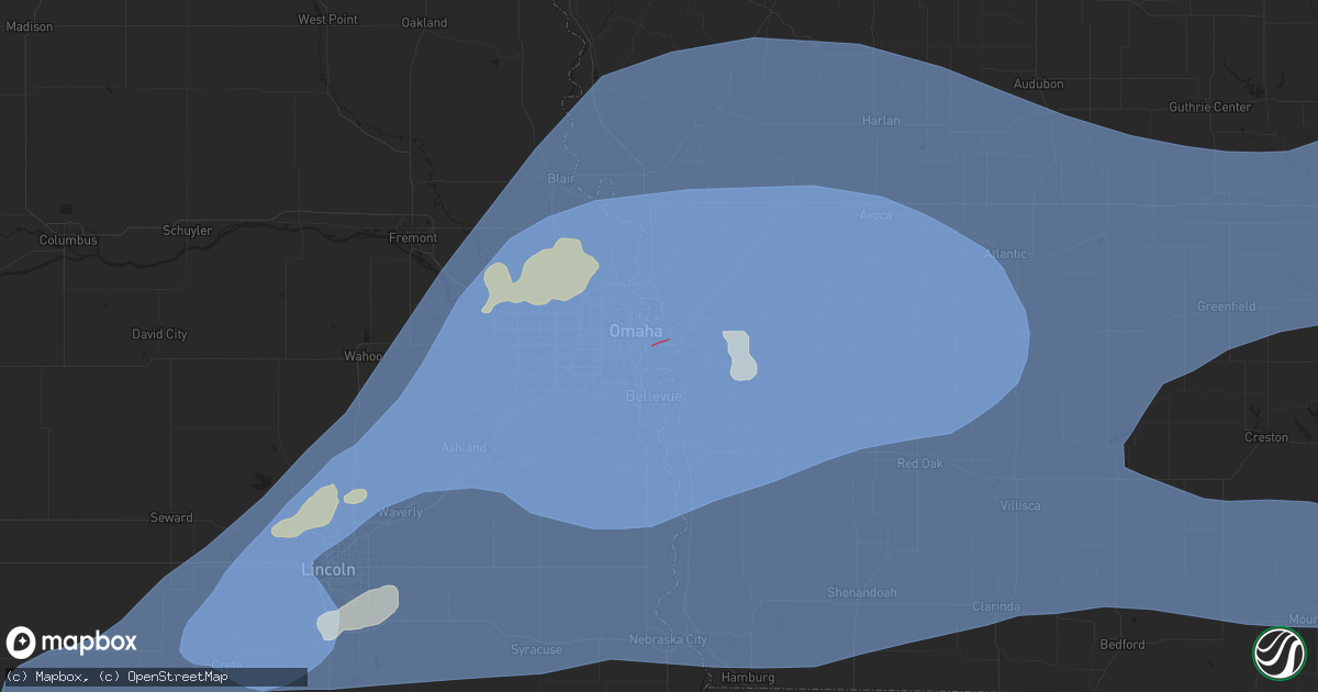 Hail map in Council Bluffs, IA on July 31, 2024