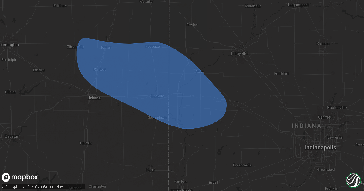 Hail map in Covington, IN on July 31, 2024