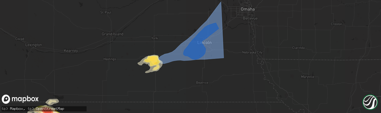 Hail map in Crete, NE on July 31, 2024