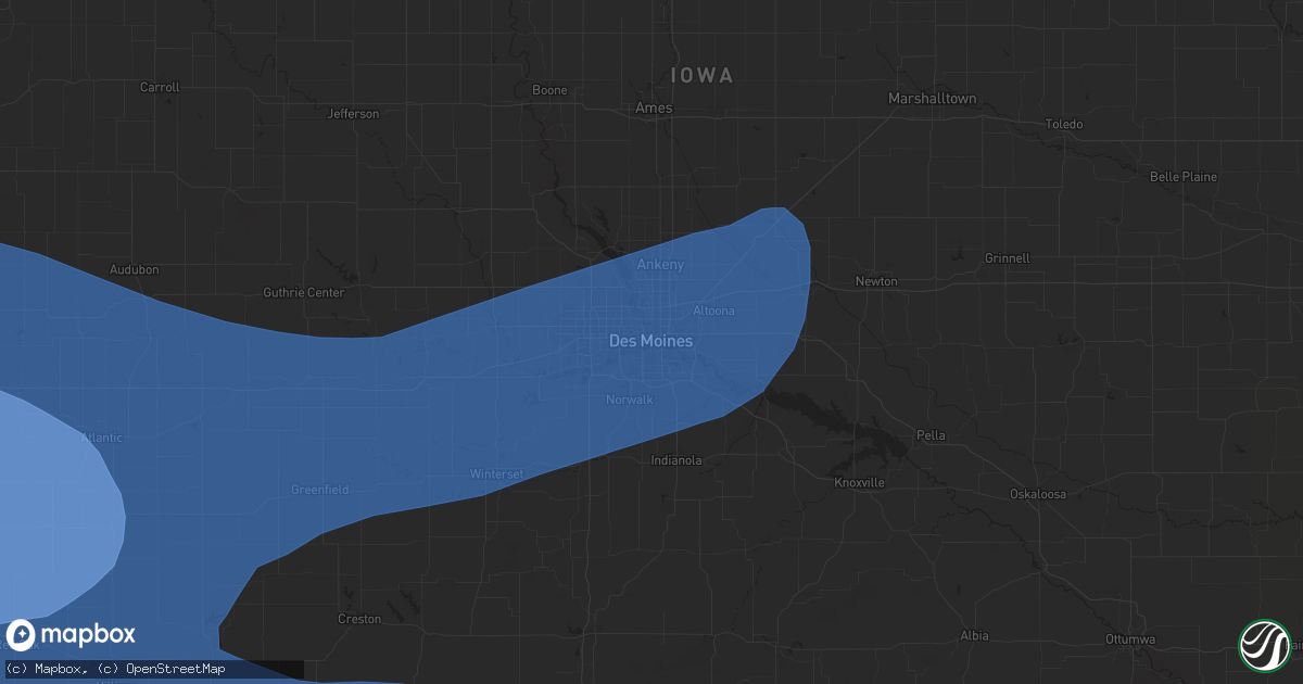 Hail map in Des Moines, IA on July 31, 2024