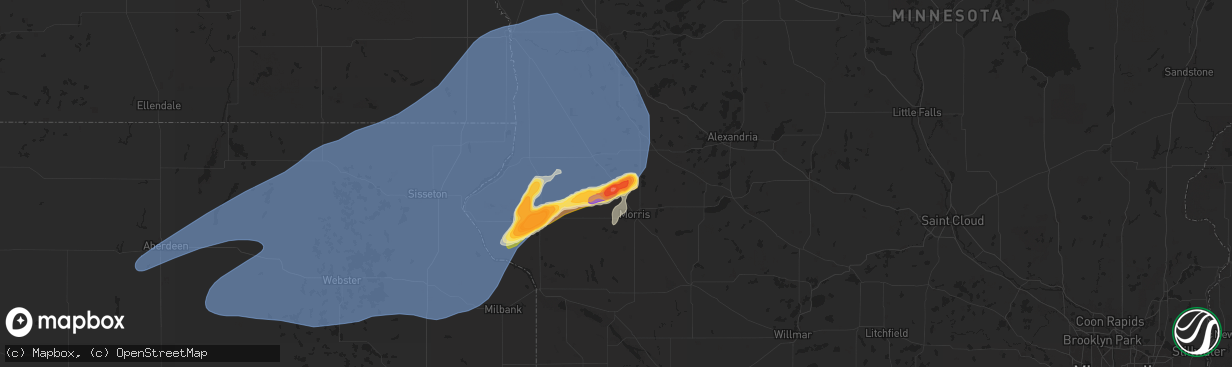 Hail map in Donnelly, MN on July 31, 2024