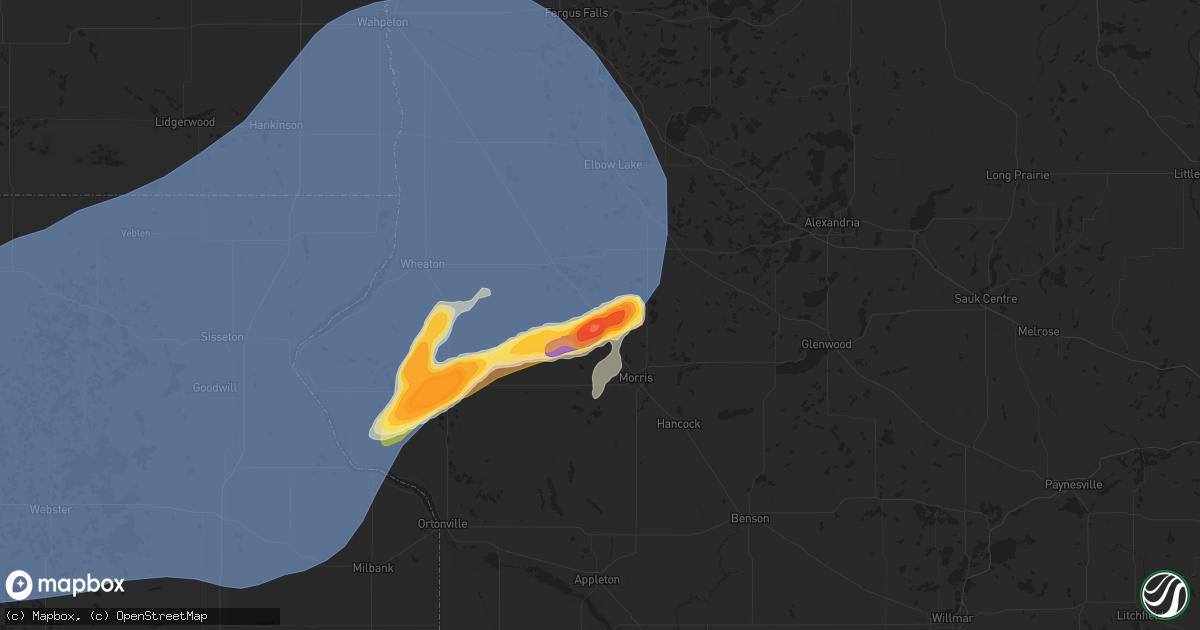 Hail map in Donnelly, MN on July 31, 2024