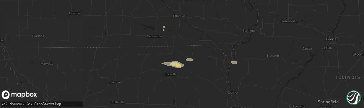 Hail map in Downing, MO on July 31, 2024