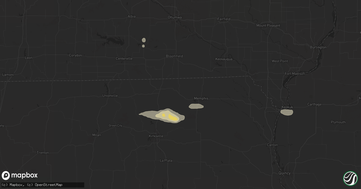 Hail map in Downing, MO on July 31, 2024