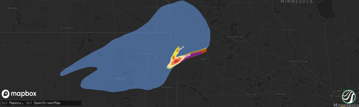 Hail map in Dumont, MN on July 31, 2024