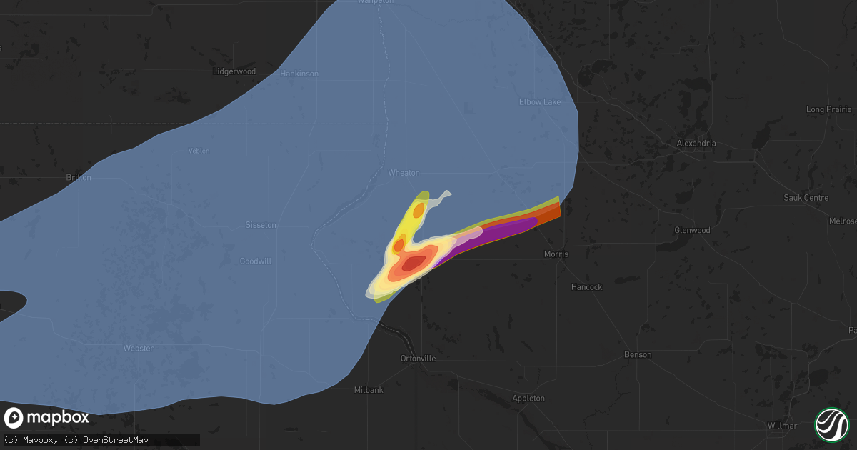Hail map in Dumont, MN on July 31, 2024