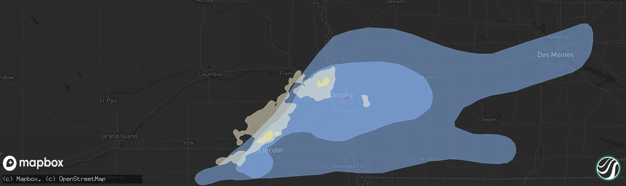 Hail map in Elkhorn, NE on July 31, 2024