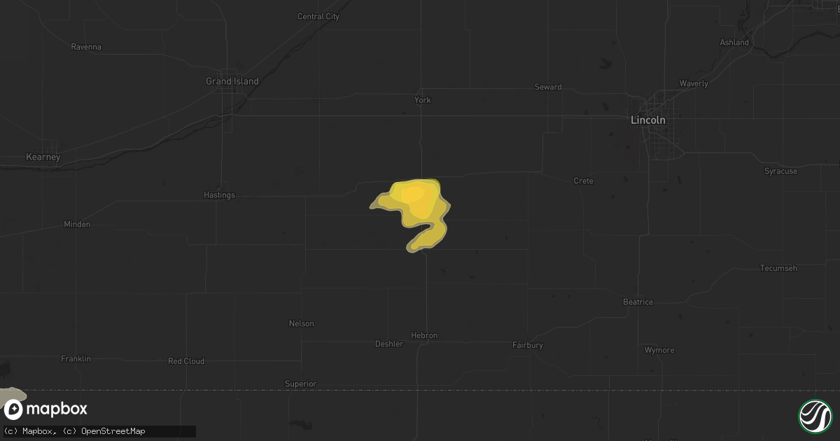 Hail map in Geneva, NE on July 31, 2024
