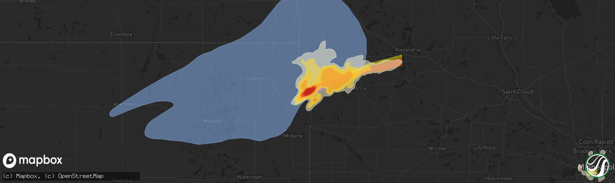 Hail map in Graceville, MN on July 31, 2024