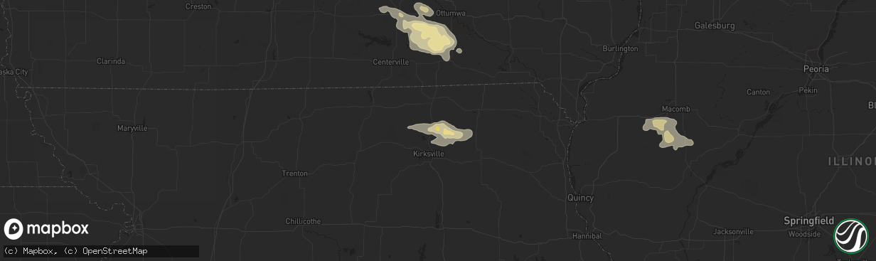 Hail map in Greentop, MO on July 31, 2024