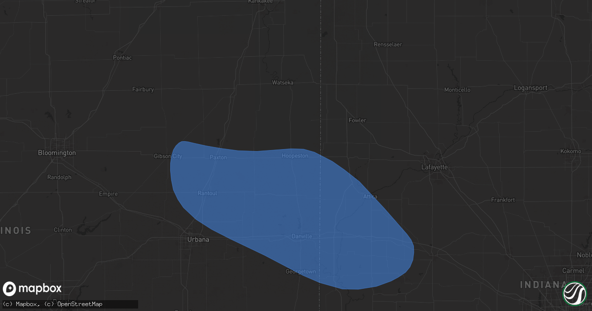 Hail map in Hoopeston, IL on July 31, 2024