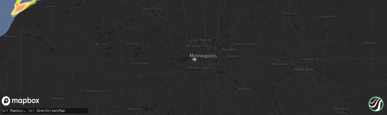 Hail map in Hopkins, MN on July 31, 2024