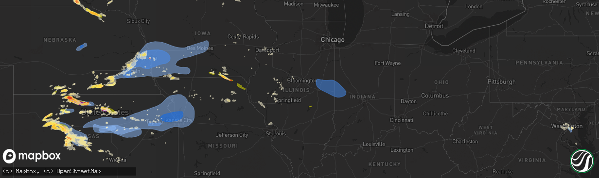 Hail map in Illinois on July 31, 2024