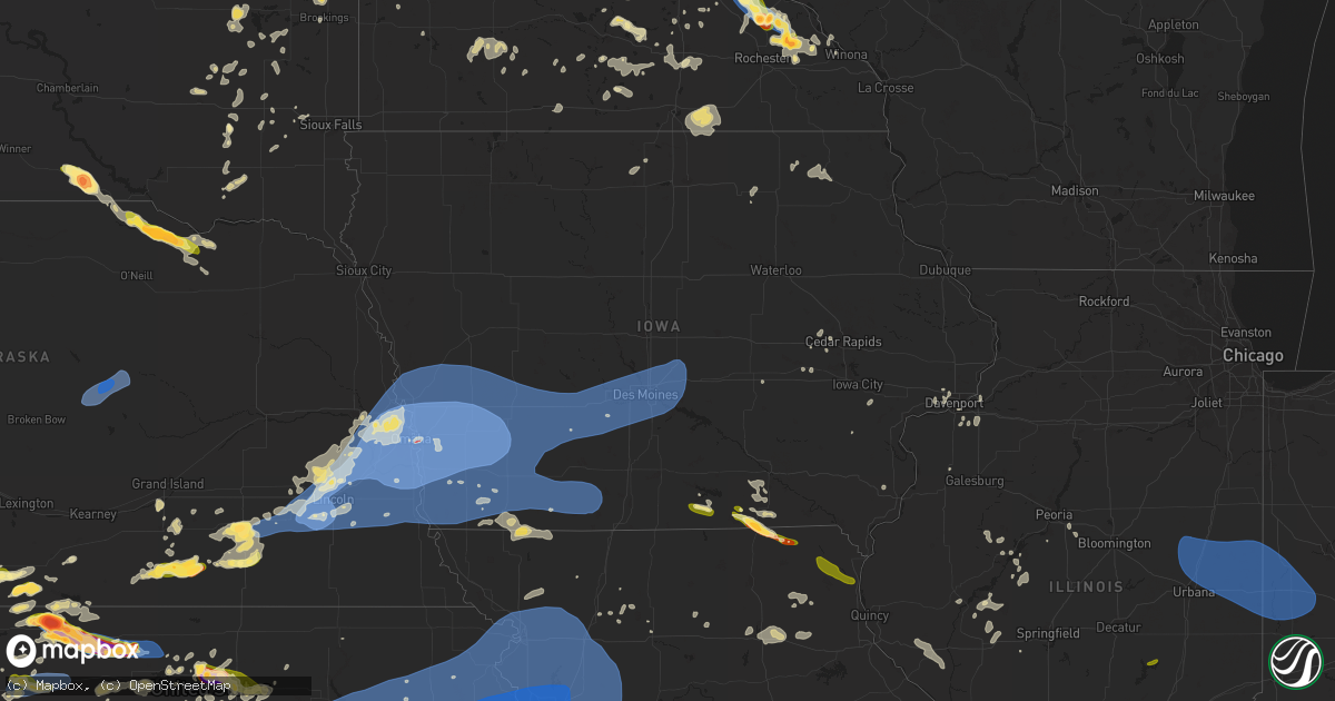 Hail map in Iowa on July 31, 2024