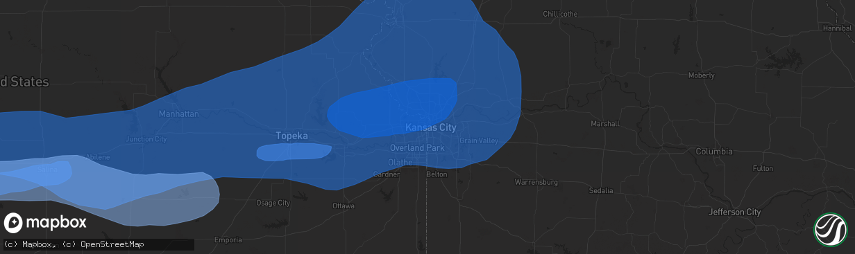 Hail map in Kansas City, MO on July 31, 2024