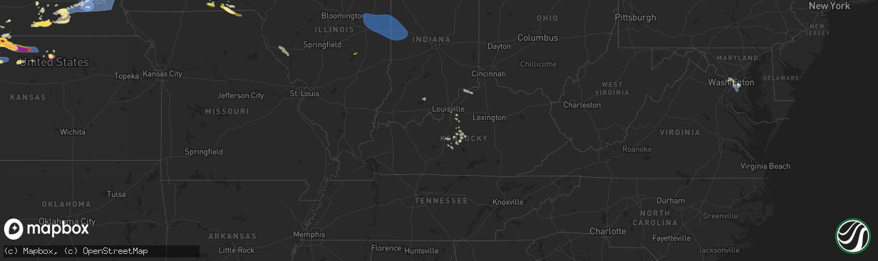 Hail map in Kentucky on July 31, 2024