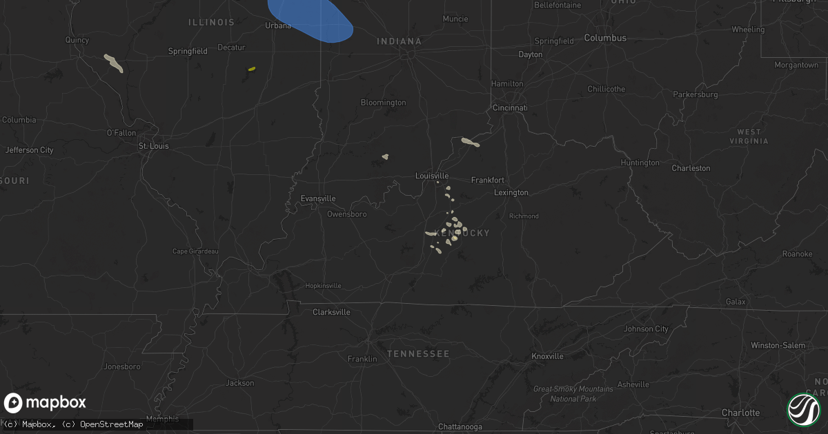 Hail map in Kentucky on July 31, 2024